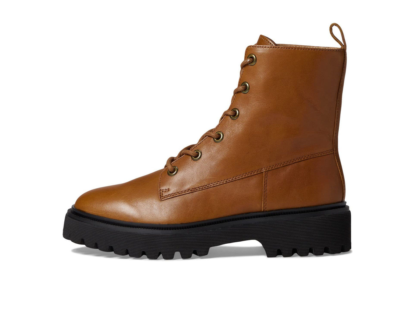 Madewell The Rayna Lace-Up Boot in Leather - Lace up Closure, Round Toe Silhouette, Fashionable and Comfy Women's Boots English Saddle 9 M