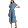 Lauren Ralph Lauren, Women's, Polka-Dot Belted Crepe Dress, Blue/Cream, 16