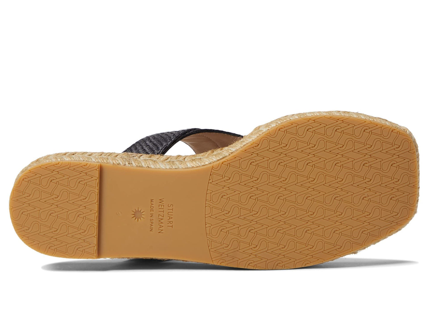 Stuart Weitzman Pearl Buckle Espadrille Sandal Black 6 M
