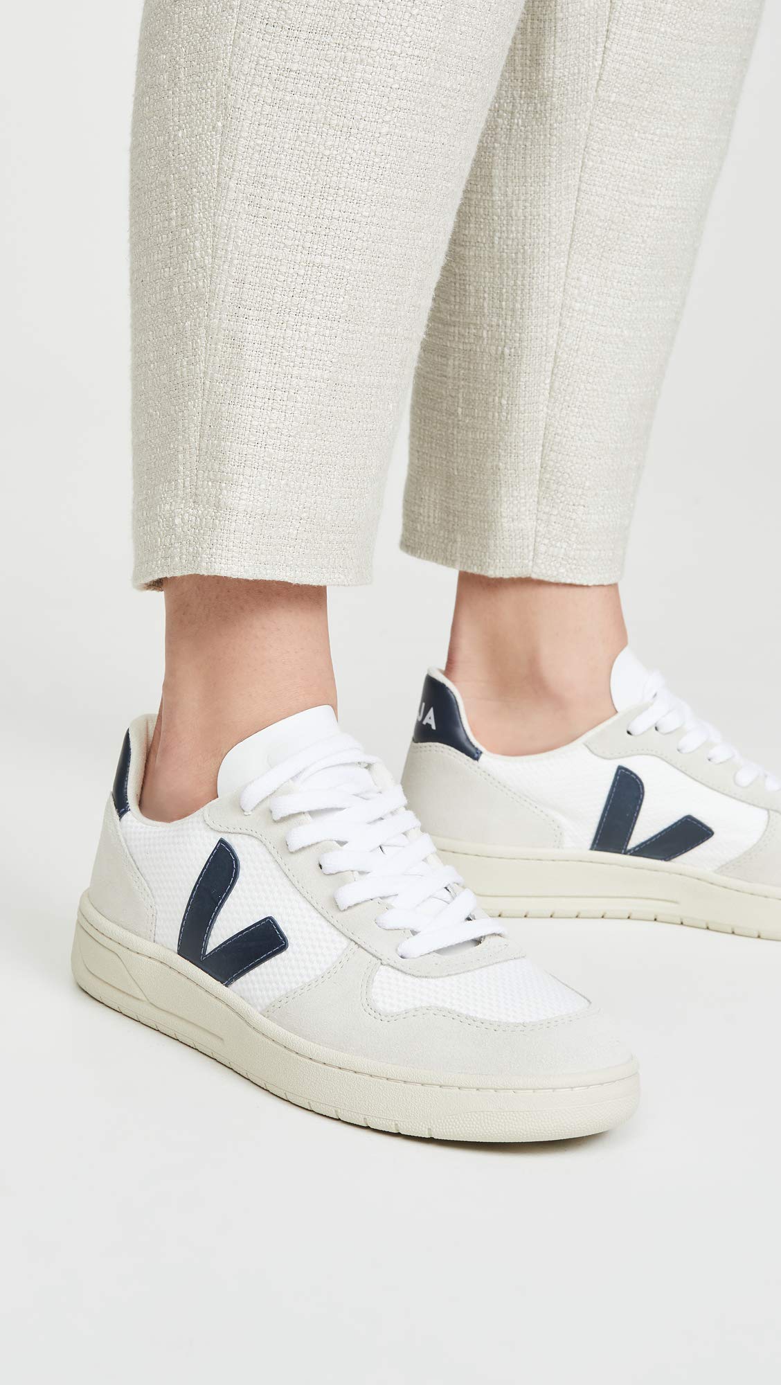 Veja Women's V-10 Sneakers, White/Nautico, 11 Medium US