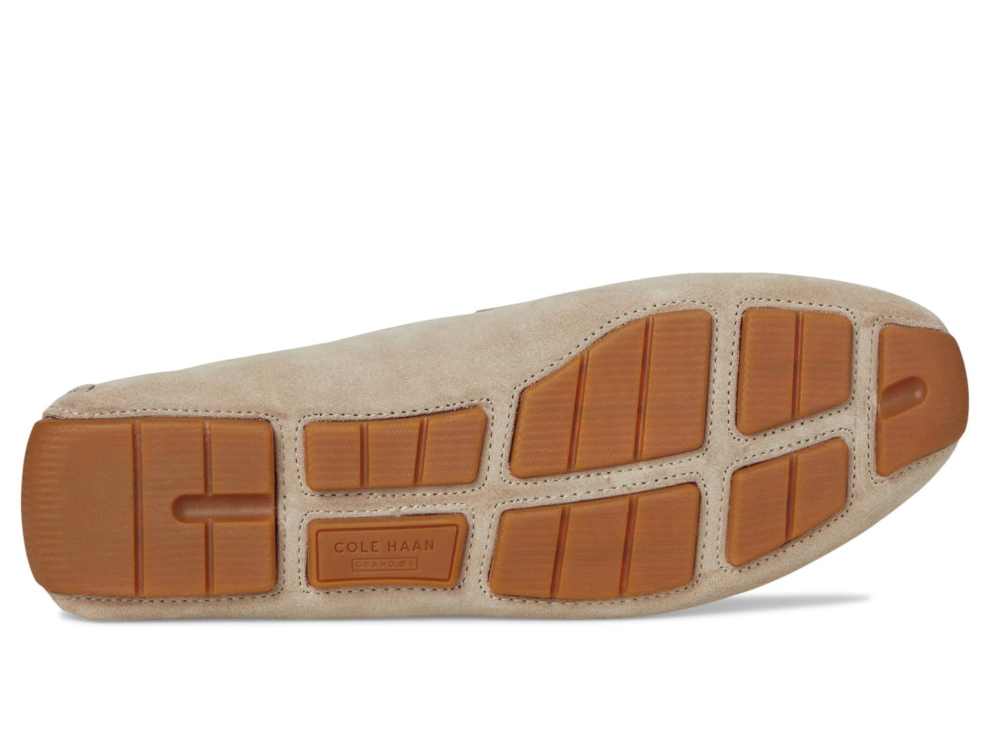 Cole Haan Men's Grand Laser Penny Drivers, Light Sesame Suede/Gum, 8-W US