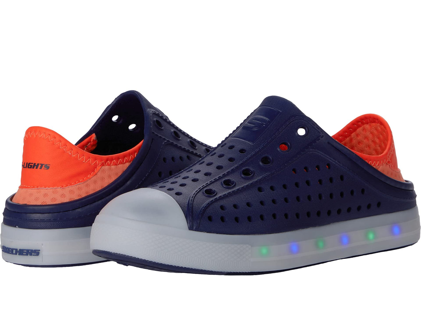 Skechers Boy's Foamies - Guzman Flash Lighted 402020L (Little Kid/Big Kid) Navy/Orange 1 Little Kid M
