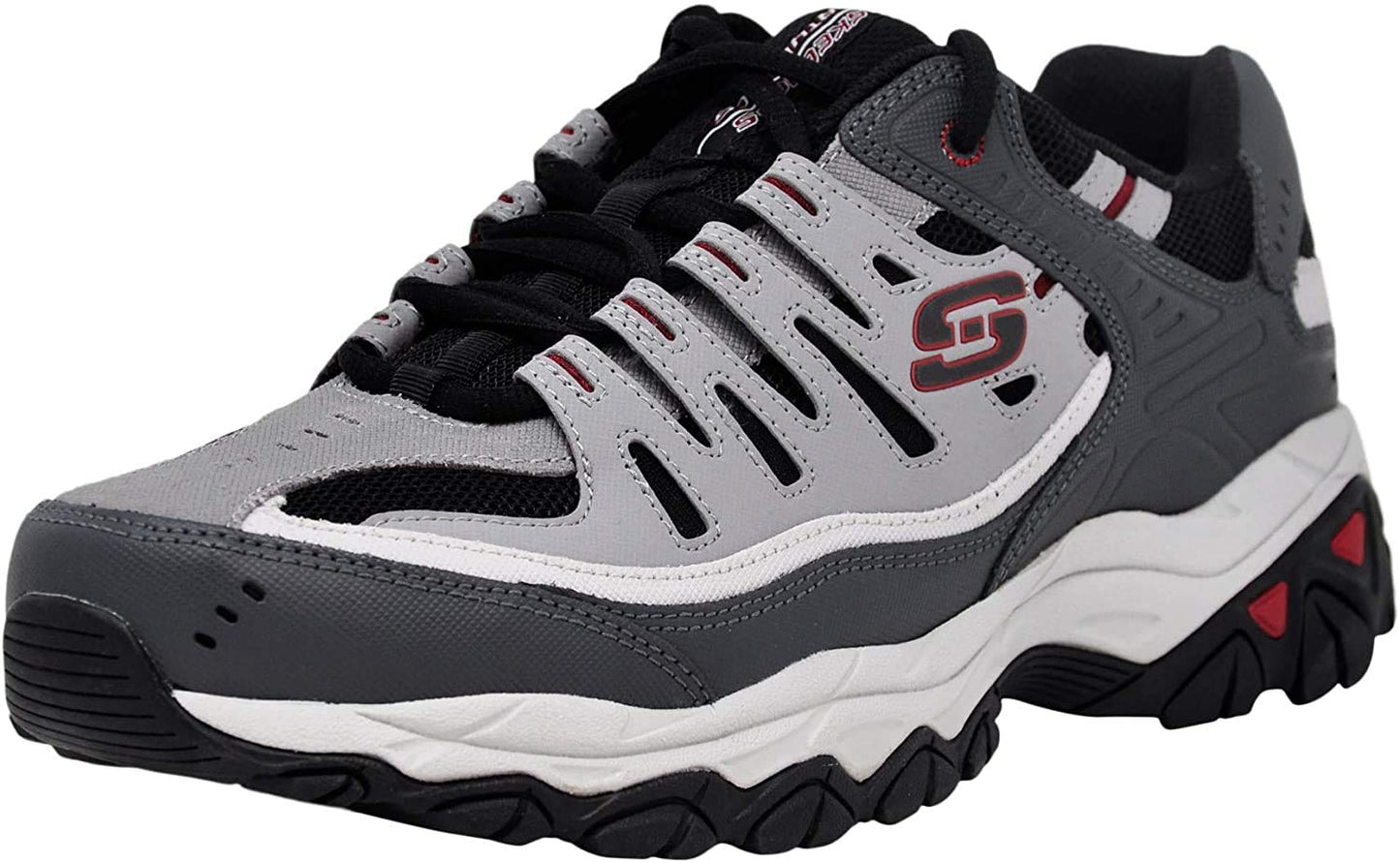 Skechers Men's Afterburn Memory Fit Lace-up Sneaker, Charcoal/Red, 10 M US