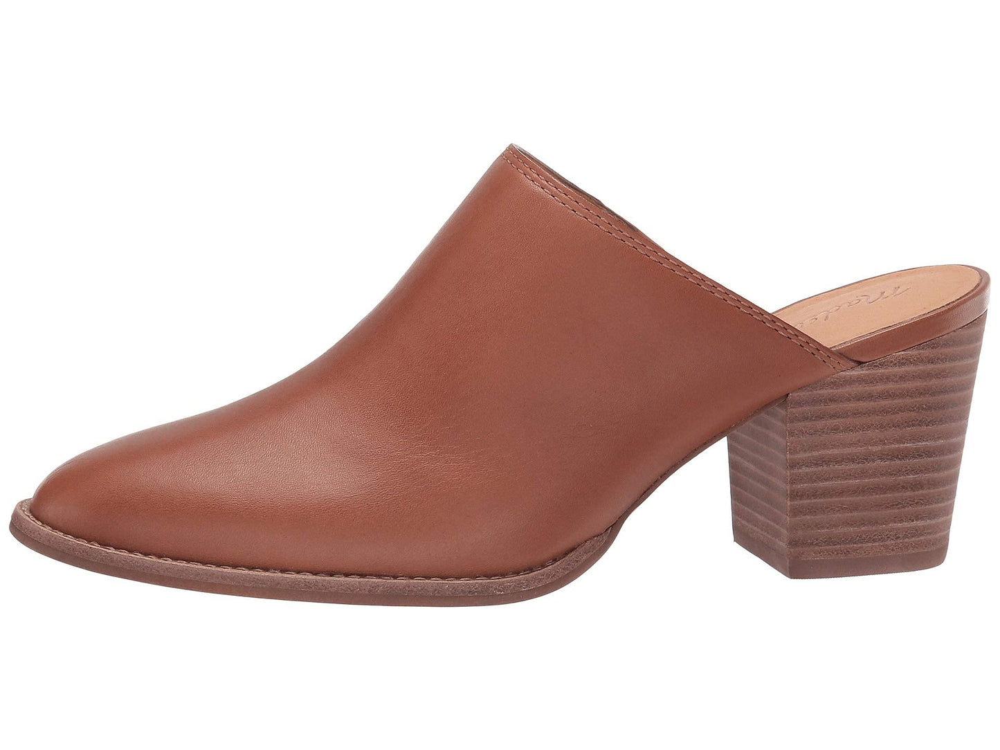 Madewell Harper Mule for Women - Leather Upper, Stacked Block Heel, and Cushioned Footbed Footwear - English Saddle 8.5 M