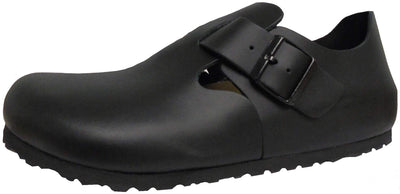 Birkenstock Unisex London Soft Footbed Shoe, Black Leather, Size 45 EU (12-12.5 M US Men)