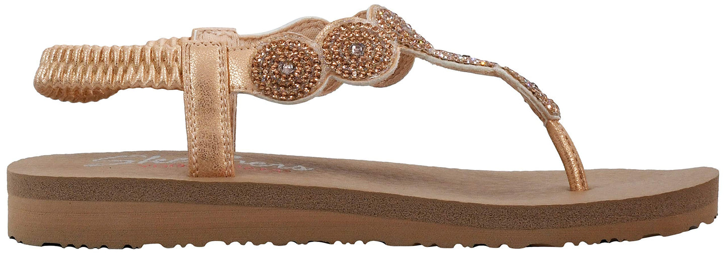Skechers Women's Meditation-Stars And Sparkle Thong Sandal Rose Gold 6 Wide