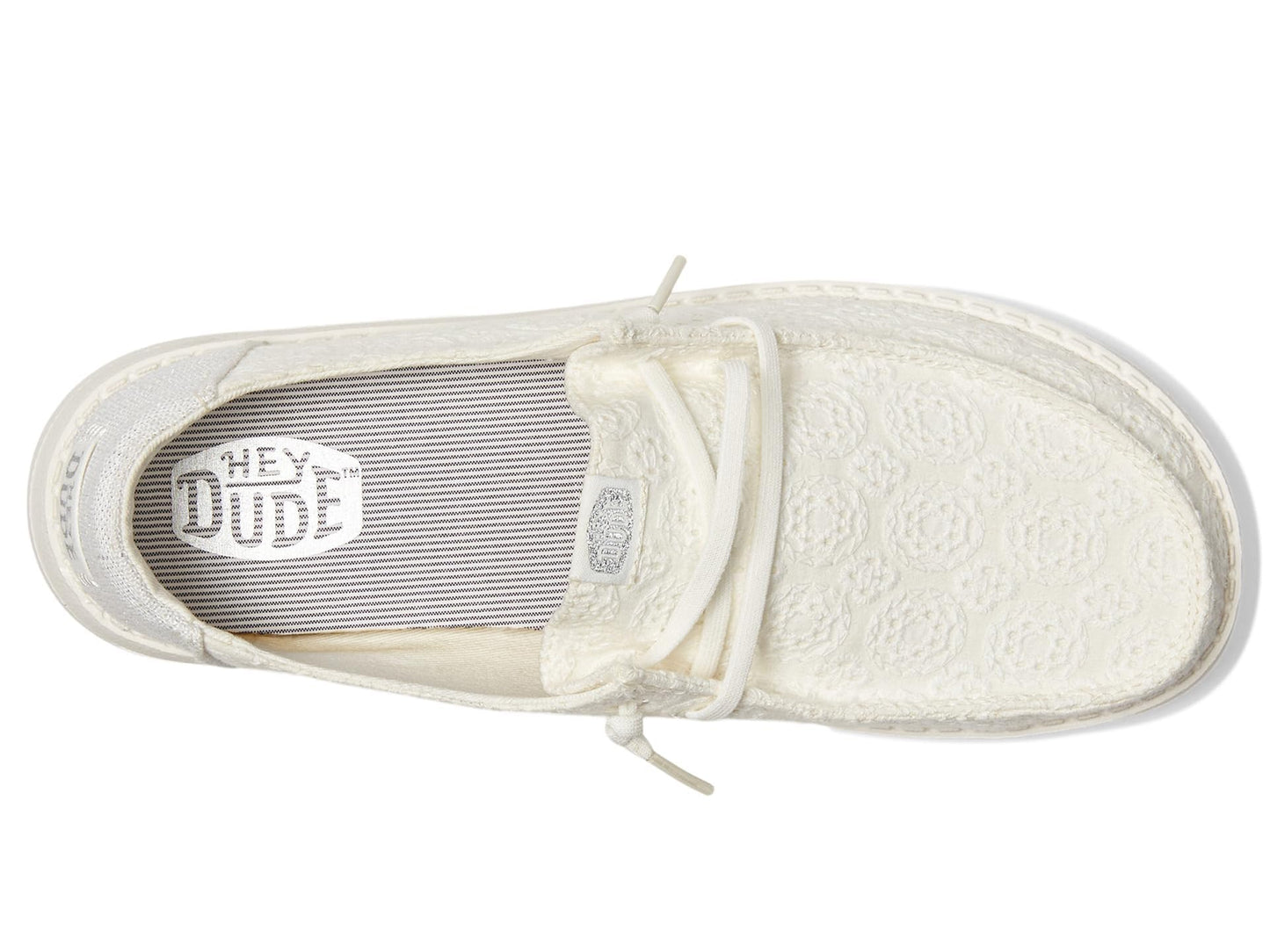 HEYDUDE Kids Wendy Eyelet Lace (Little Kid/Big Kid) - Shoes for Kids - Canvas Upper - Cotton Lining White 5 Big Kid M