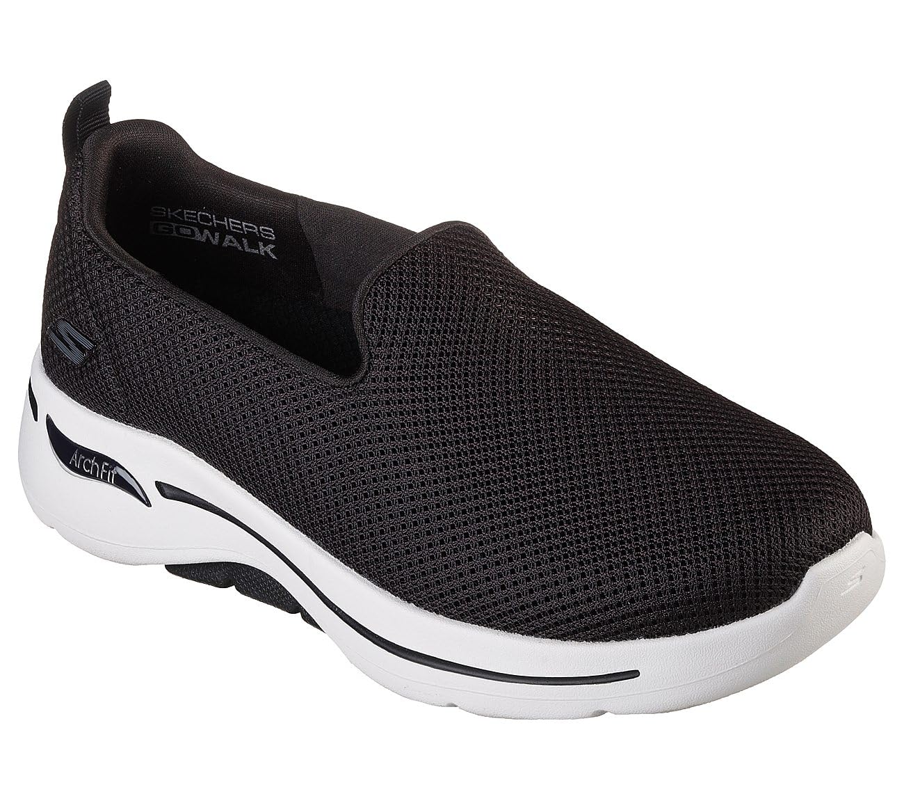 Skechers Women's Go Walk Arch Fit Grateful Sneaker, Black/White, 8 Wide