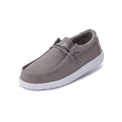 HEYDUDE Boy's Wally Youth Multiple Colors | Boys Shoes | Boy's Lace Up Loafers | Comfortable & Light-Weight Grey