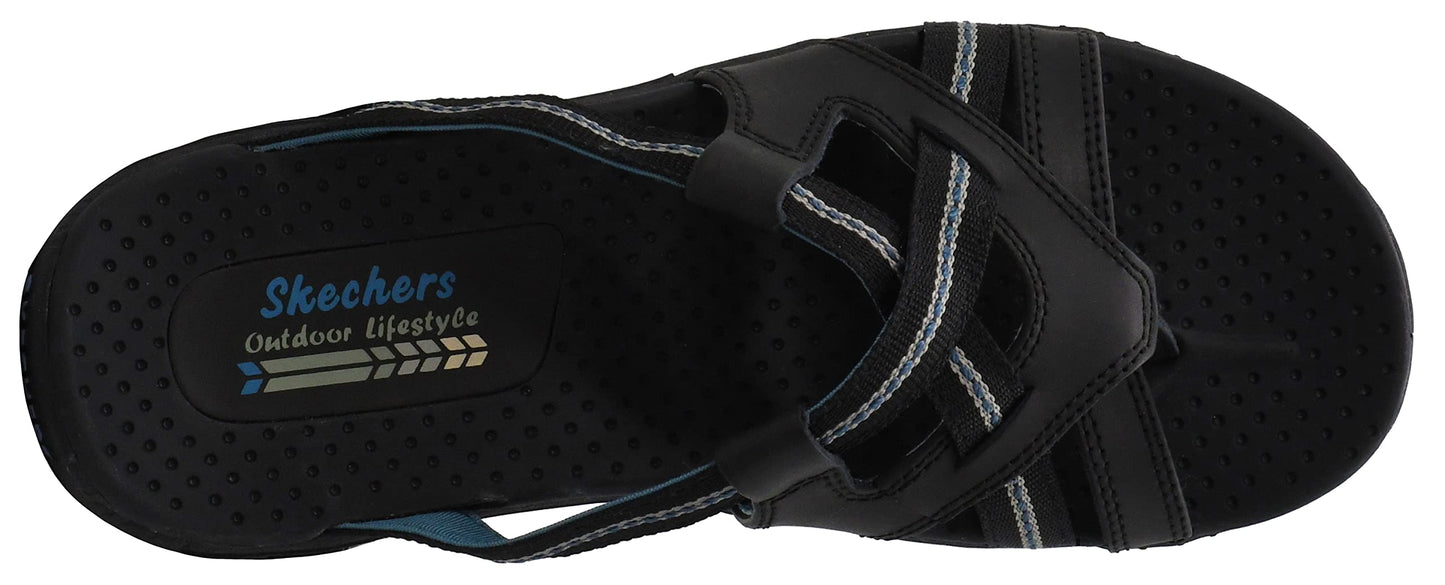 Skechers Women's Reggae-Soundstage Thong Sandal,Black,8 M US