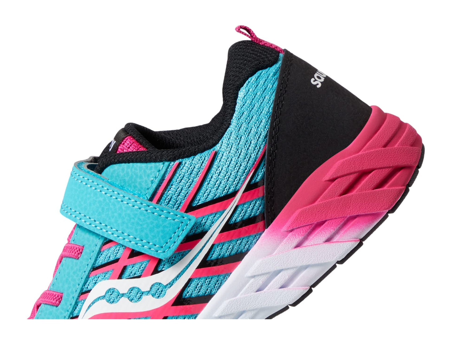 Saucony unisex child Wind Alternative Closure 2.0 Running Shoe, Turq/Pink/Black, 1 Big Kid US