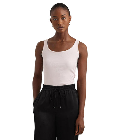 Lauren Ralph Lauren Women's Cotton-Blend Tank Top, Pink Opal, Medium