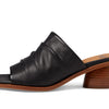 Sofft Chrissie - Heels for Women - Supple Ruched Leather Upper - Round Open Toe - Rounded Stacked Heel Black 10 M (B)