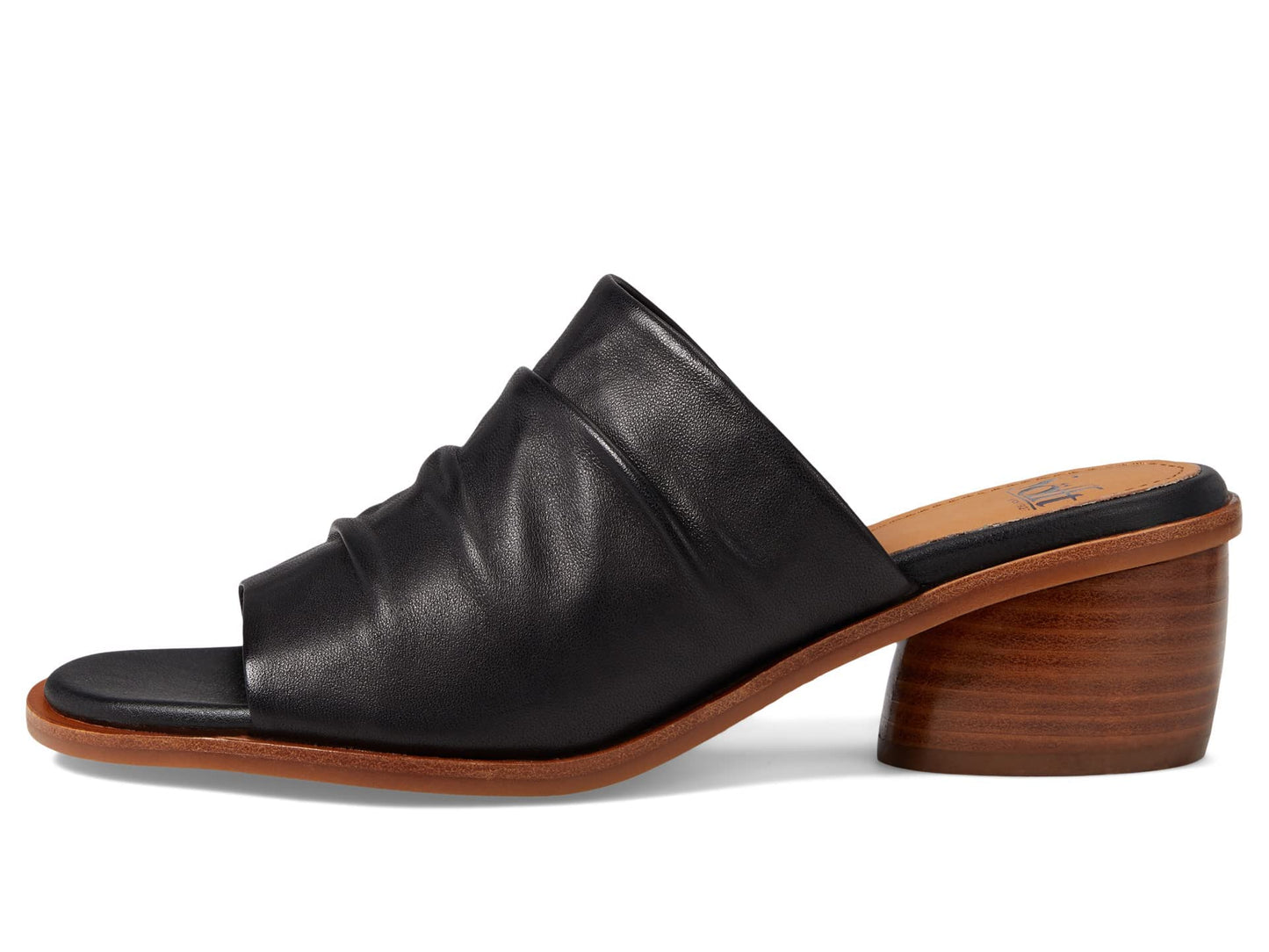 Sofft Chrissie - Heels for Women - Supple Ruched Leather Upper - Round Open Toe - Rounded Stacked Heel Black 10 M (B)