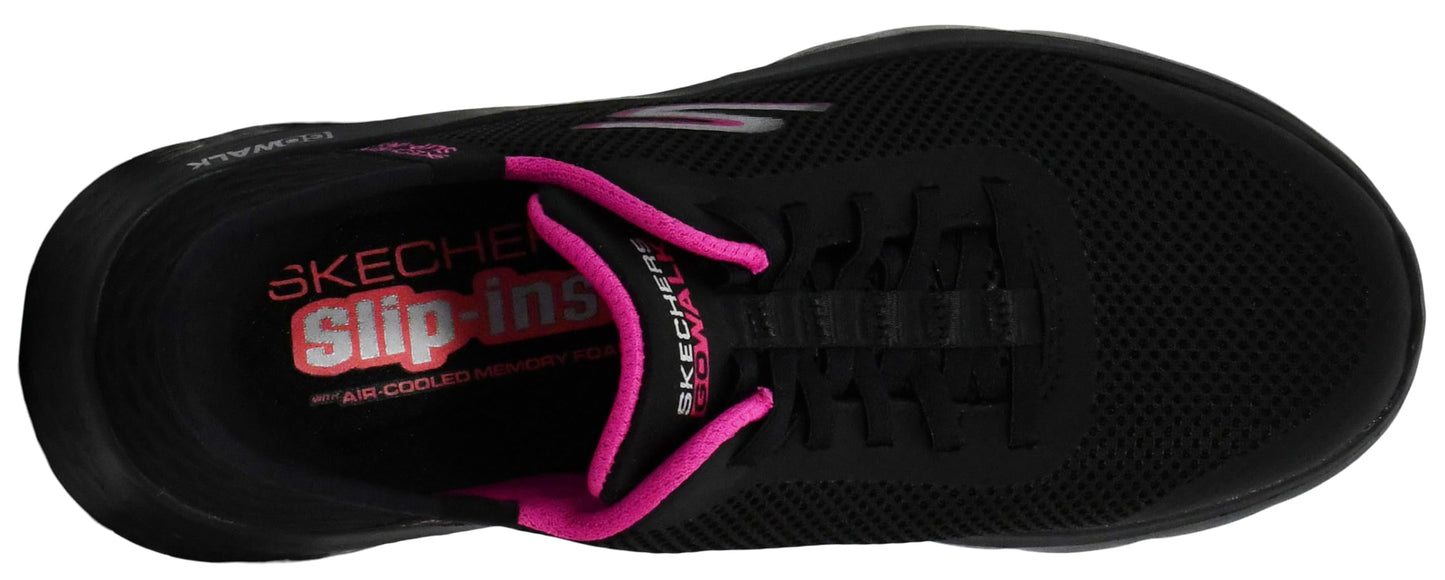 Skechers Women's Slip-Ins: Go Walk Flex - Grand Entry Shoes, Black/Hot Pink, 8.5 M