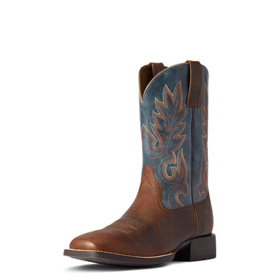ARIAT BMVY9 Mens Layton Western Boot Weathered Chestnut/Rail Blue 7.5