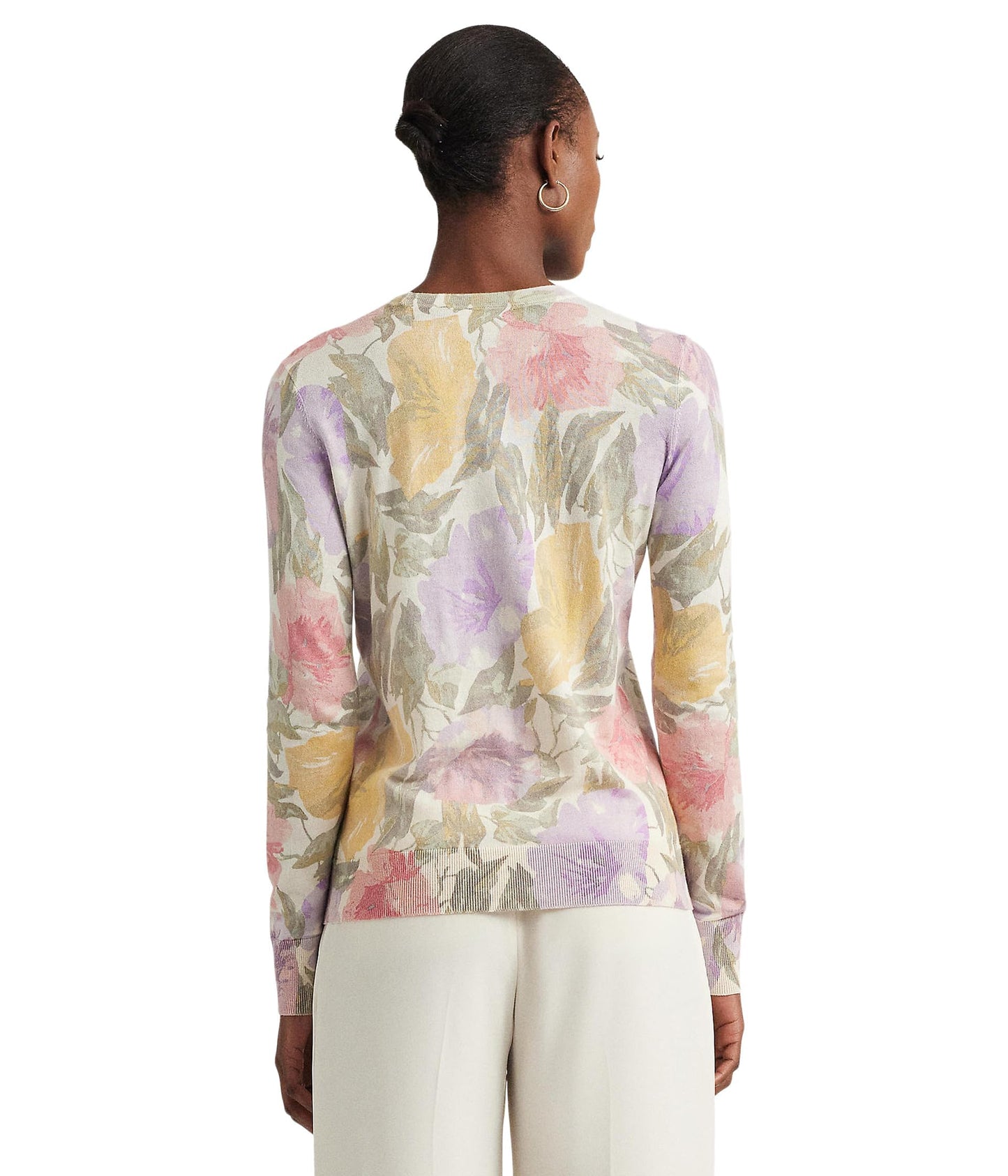 Lauren Ralph Lauren Womens Floral Cotton-Blend Sweater Multi M