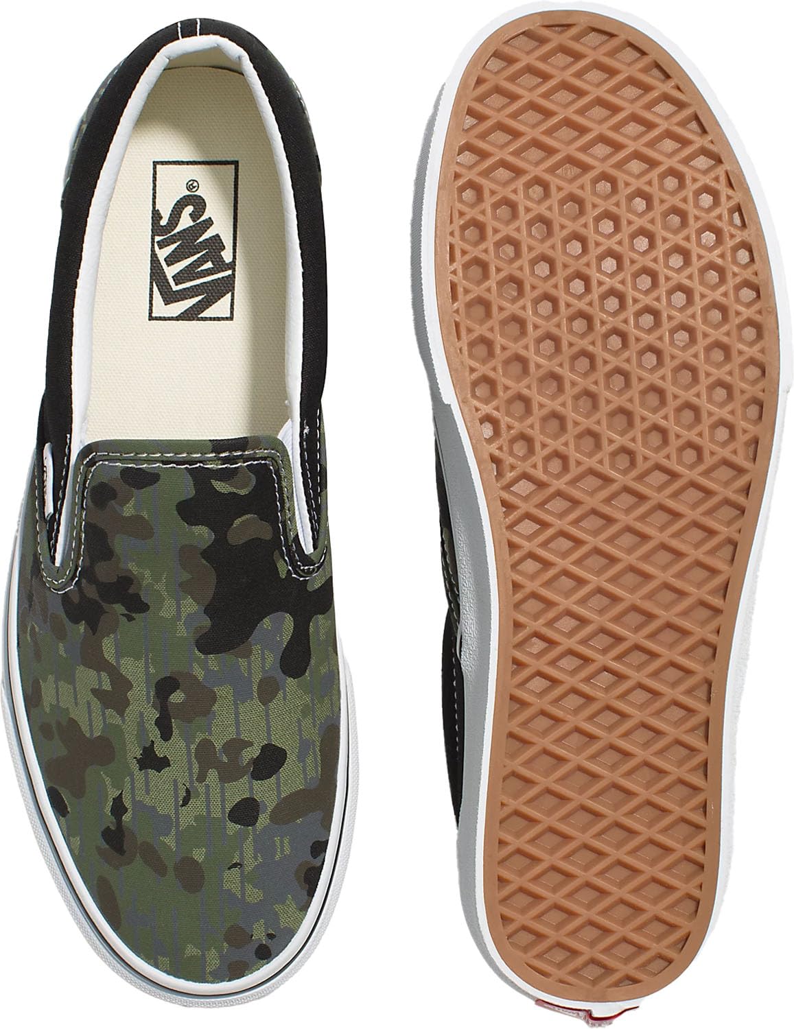 Vans - Unisex Classic Slip-On Shoes, Color Green/Multi, Size: 5.5 D(M) US Mens / 7 B(M) US Womens