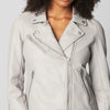 [BLANKNYC] womens Luxury Clothing Semi Fitted Vegan Leather Motorcycle Jacket, On the Rocks, X-Small US