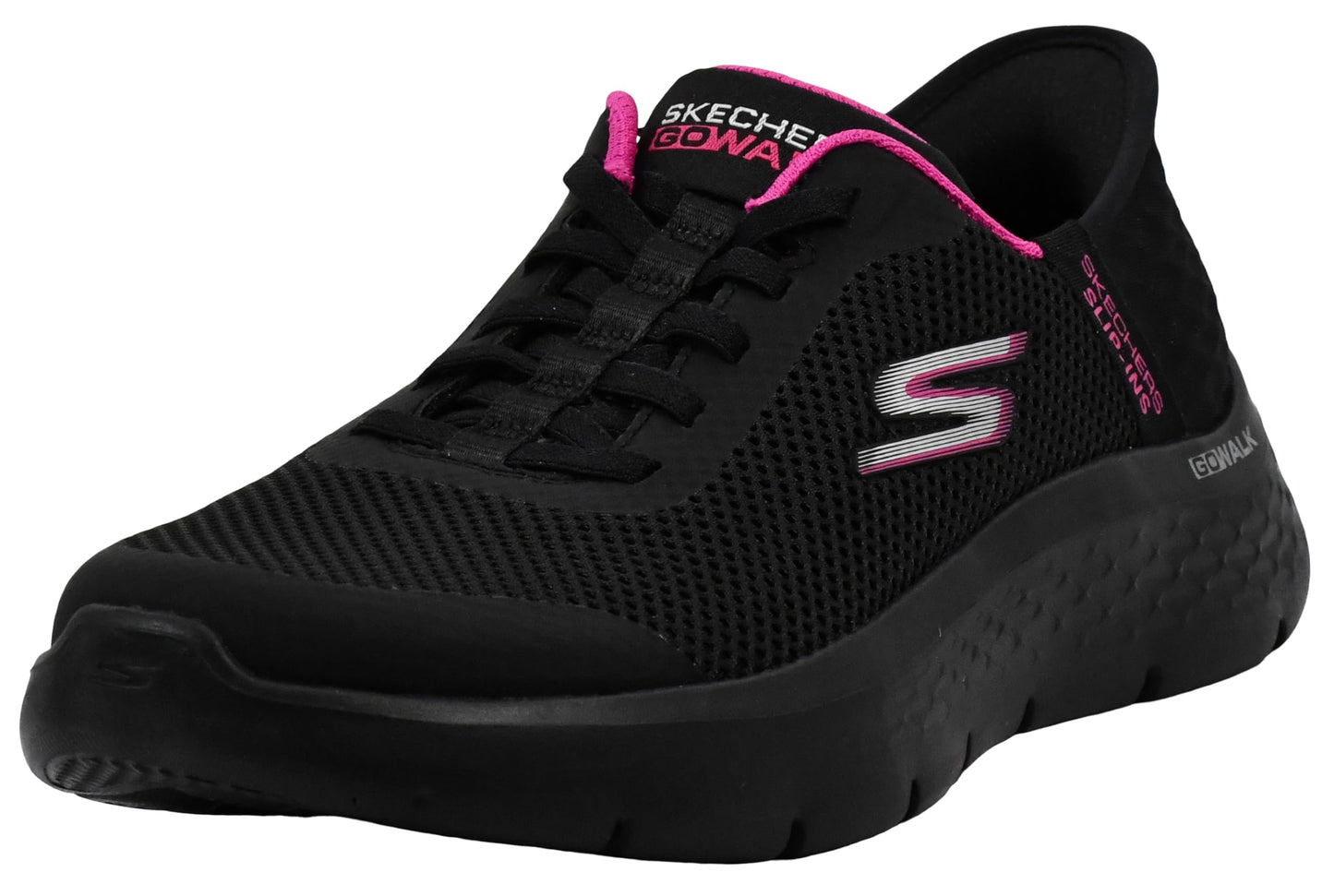 Skechers Women's Slip-Ins: Go Walk Flex - Grand Entry Shoes, Black/Hot Pink, 10 M