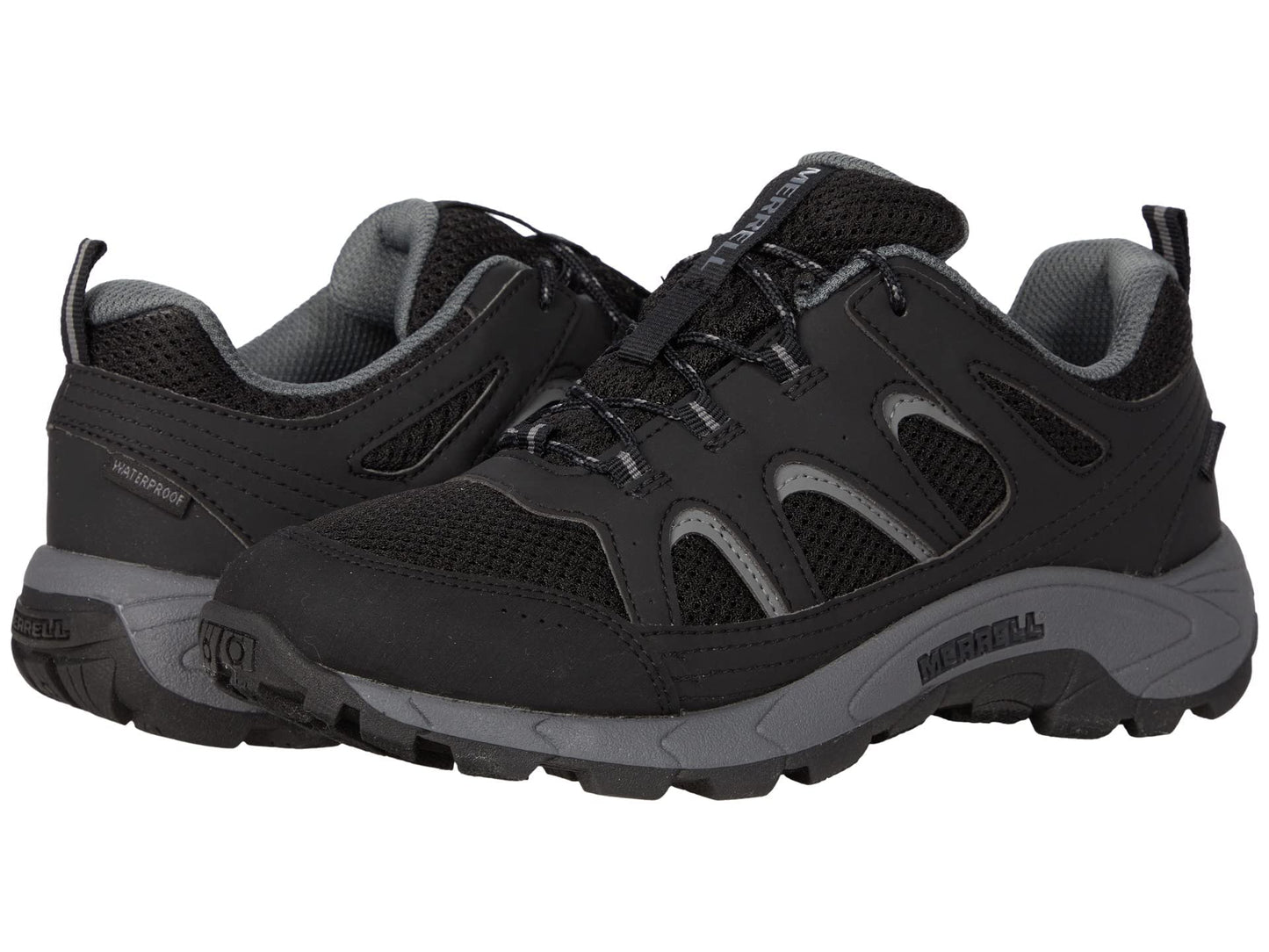 Merrell Unisex Kid's OAKCREEK Low LACE Waterproof Hiking Shoe, Black/Grey, 1.5 Medium
