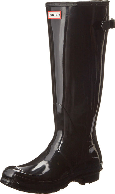 Hunter Footwear Women's Original Tall Back Adjustable Gloss Rain Boots, Black, 9