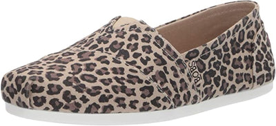 Skechers Women's Bobs Plush - Hot Spotted Ballet Flat Slip-On, Leopard, 6.5 W US