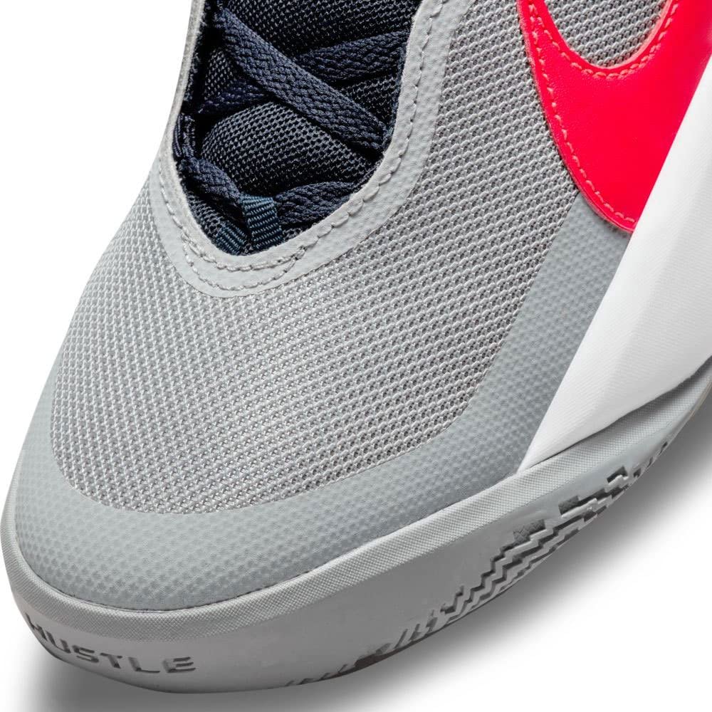 Nike Team Hustle D 10 GS Trainers Cw6735 - Light Smoke Grey Bright Crimson 006