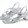Stuart Weitzman Women's Oasis 50 Block Sandal Pump, Silver, 7.5