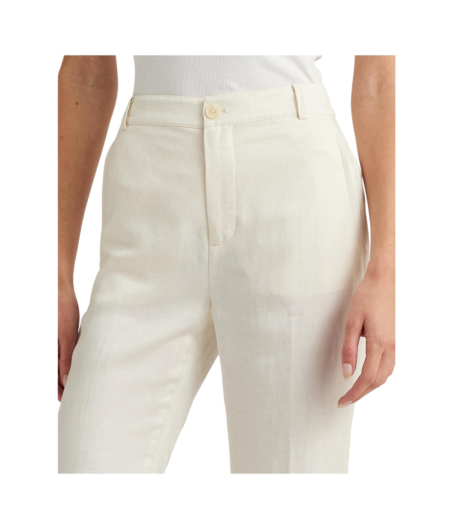 Lauren Ralph Lauren Women's Linen-Blend Twill Pants Mascarpone Cream 16