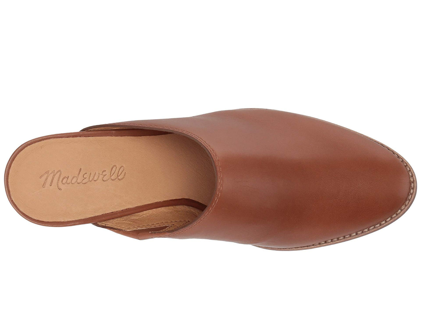 Madewell Harper Mule for Women - Leather Upper, Stacked Block Heel, and Cushioned Footbed Footwear - English Saddle 8.5 M