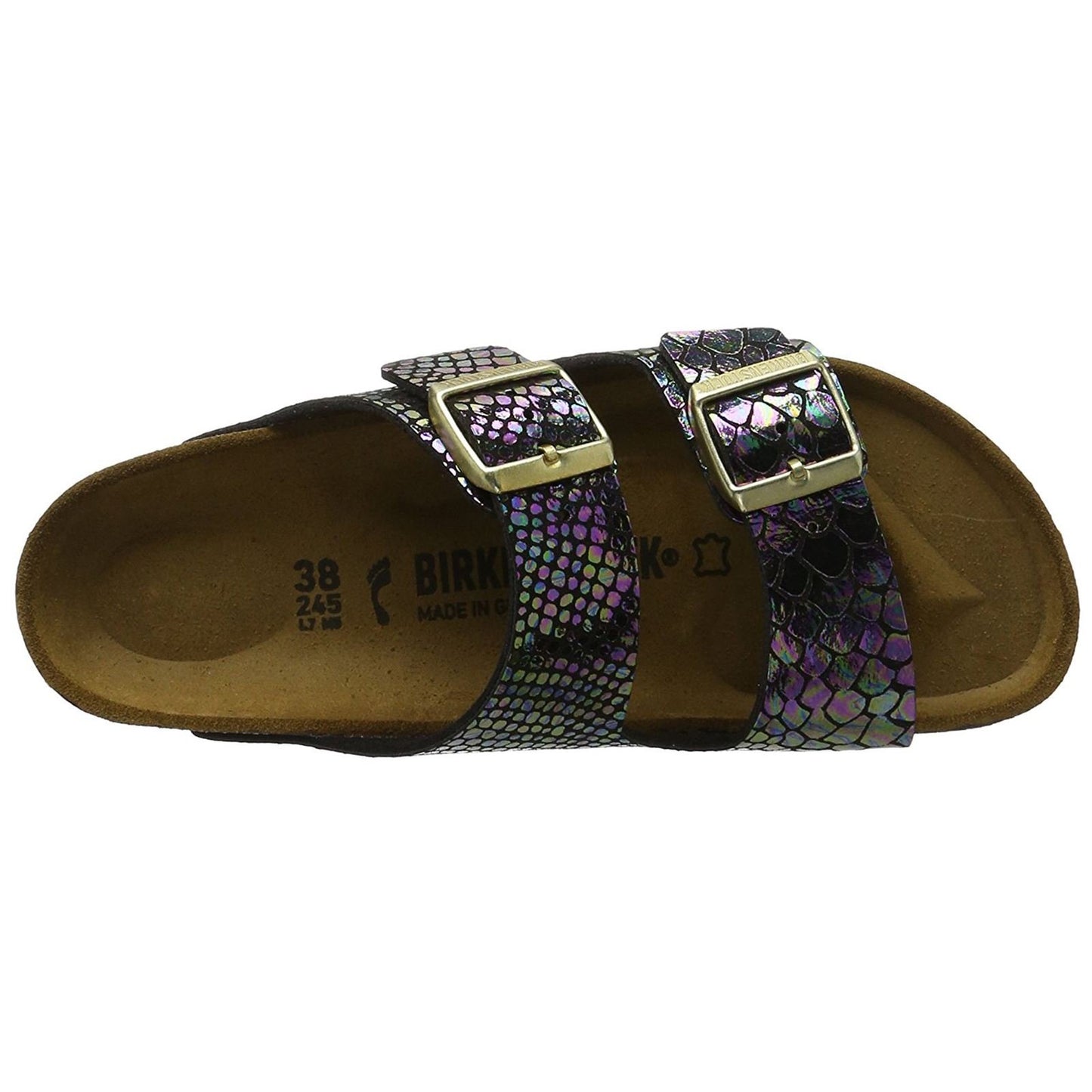 Birkenstock Unisex Arizona Shiny Snake Black Multi Birko-flor Sandals - 7-7.5 B(M) US Women