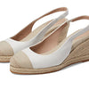 Cole Haan Cloudfeel Espadrille Wedge Slingback 80 mm White Leather Natural Linen 6.5 B (M)