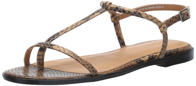 Madewell Women's Therese Tstrap Thong Sandal-Snake Flat, Sepia Multicolor, 7