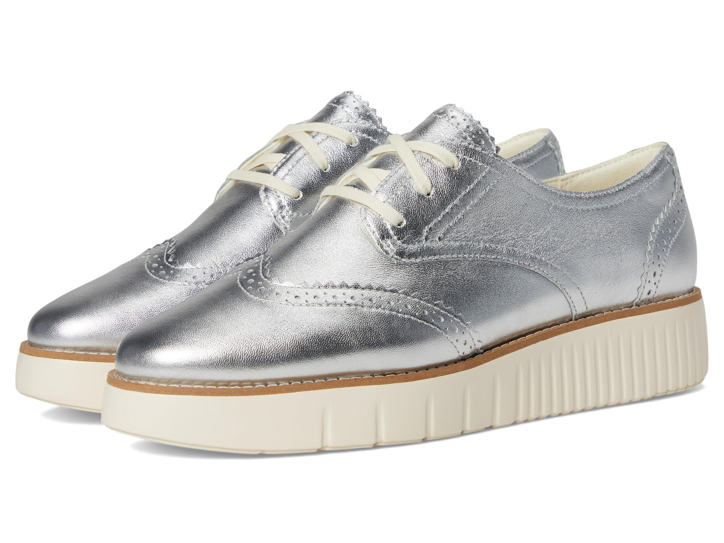 Cole Haan Womens Grand City Platform Oxford, Silver Talca/Ivory, 6 Medium