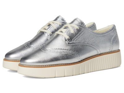 Cole Haan Womens Grand City Platform Oxford, Silver Talca/Ivory, 6 Medium