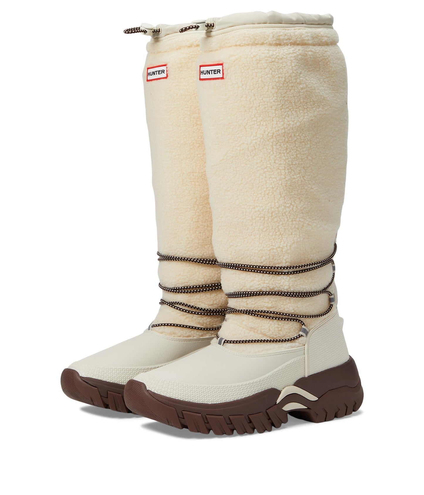 Hunter Wanderer Tall Sherpa Snow Boot White Willow/Brown Bolt 10 M