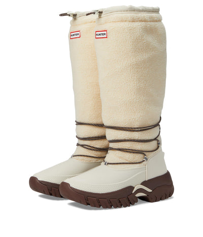 Hunter Wanderer Tall Sherpa Snow Boot White Willow/Brown Bolt 10 M