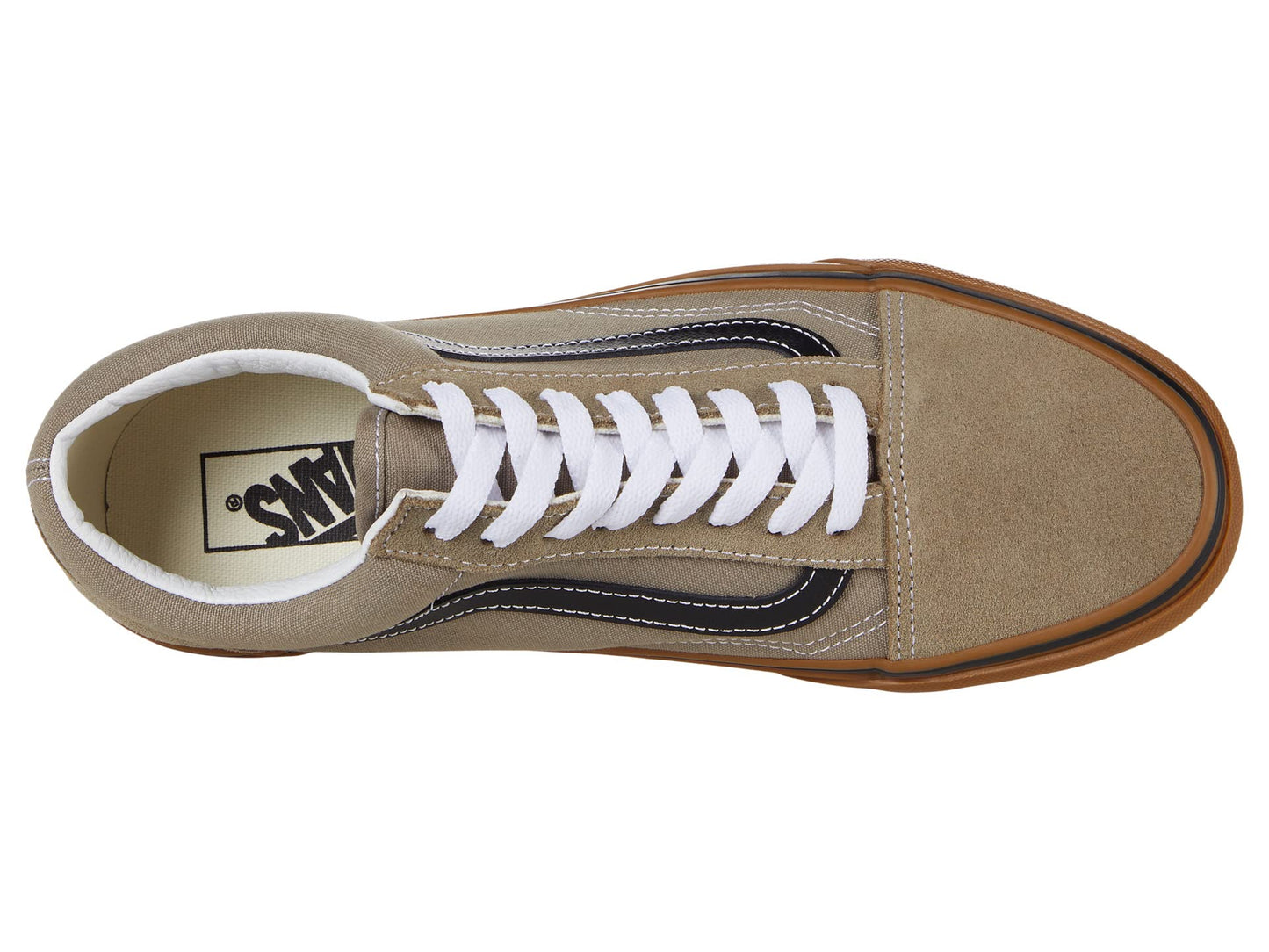 Vans Men's Old Skool Sneaker, (Gum) Timber Wolf/Black, Size 5.5