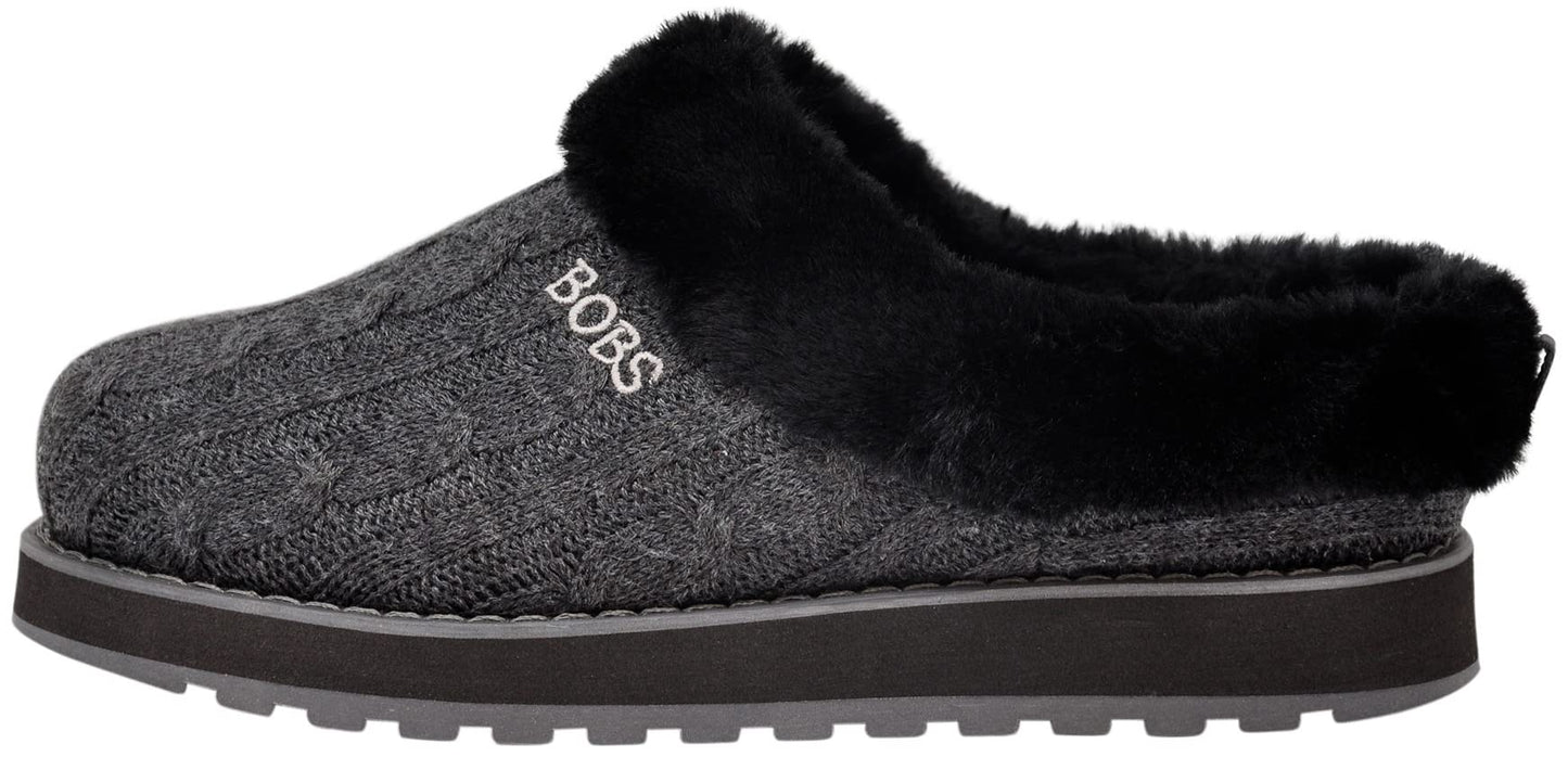 Skechers BOBS Women's Keepsakes Delight Slipper, Charcoal/Black, 7 W US