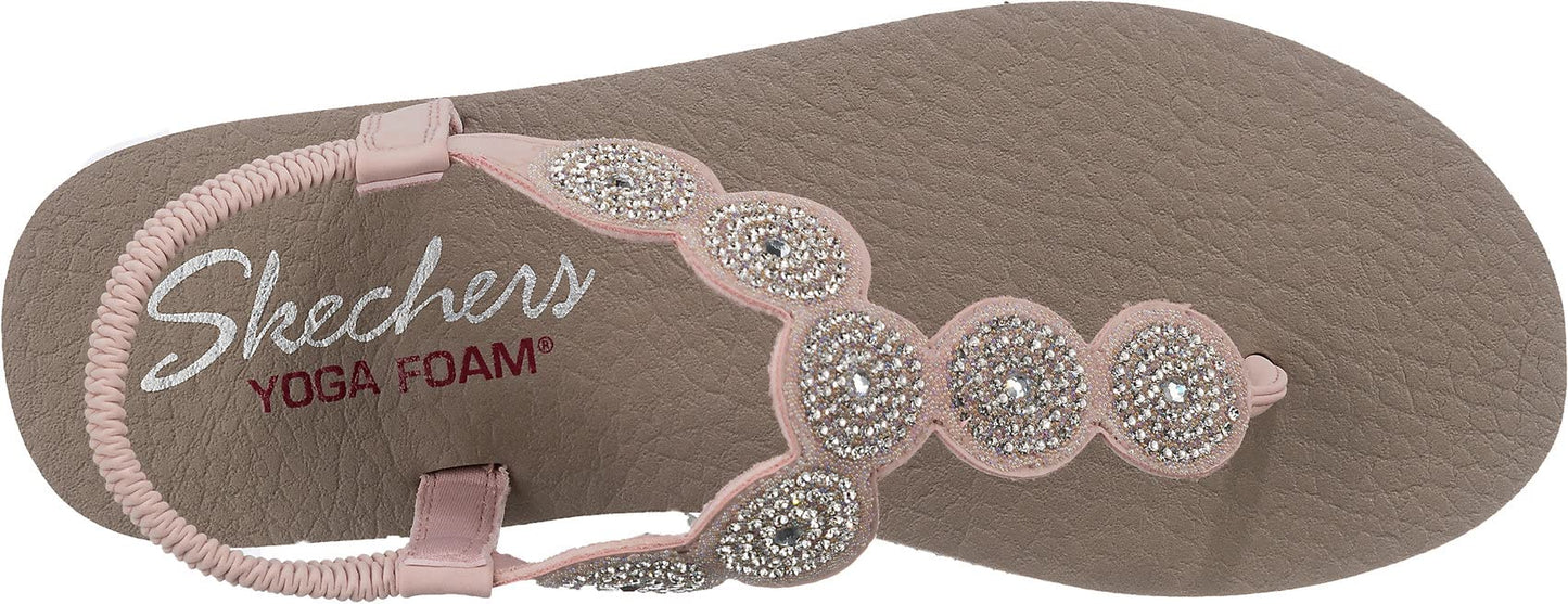 Skechers Women's Meditation - Stars & Sparkle - Circular Rhinestone Slingback Thong, Light Pink, 7
