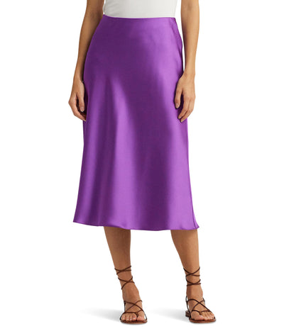 Lauren Ralph Lauren Womens Satin Charmeuse Midi Skirt Purple Jasper 4