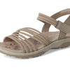 Skechers Women's REGGAE SLIM - COFFEE RUN, Adjustable Stretch Gore Sling Back Sandal, Taupe, 8M