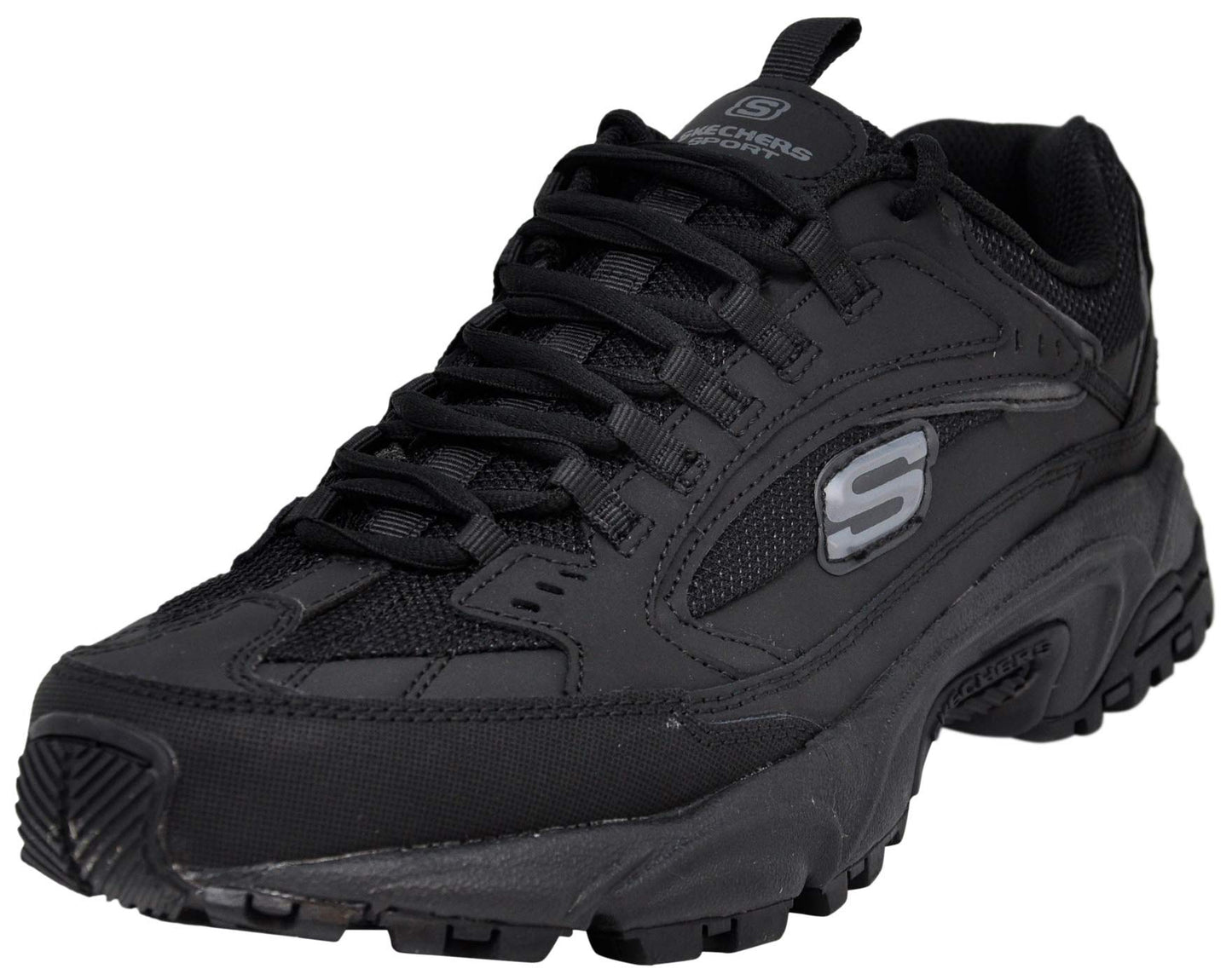 Skechers Men's Stamina-Nuovo lace up Sneaker,Black/Black, 11.5