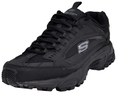 Skechers Men's Stamina-Nuovo lace up Sneaker,Black/Black, 11.5