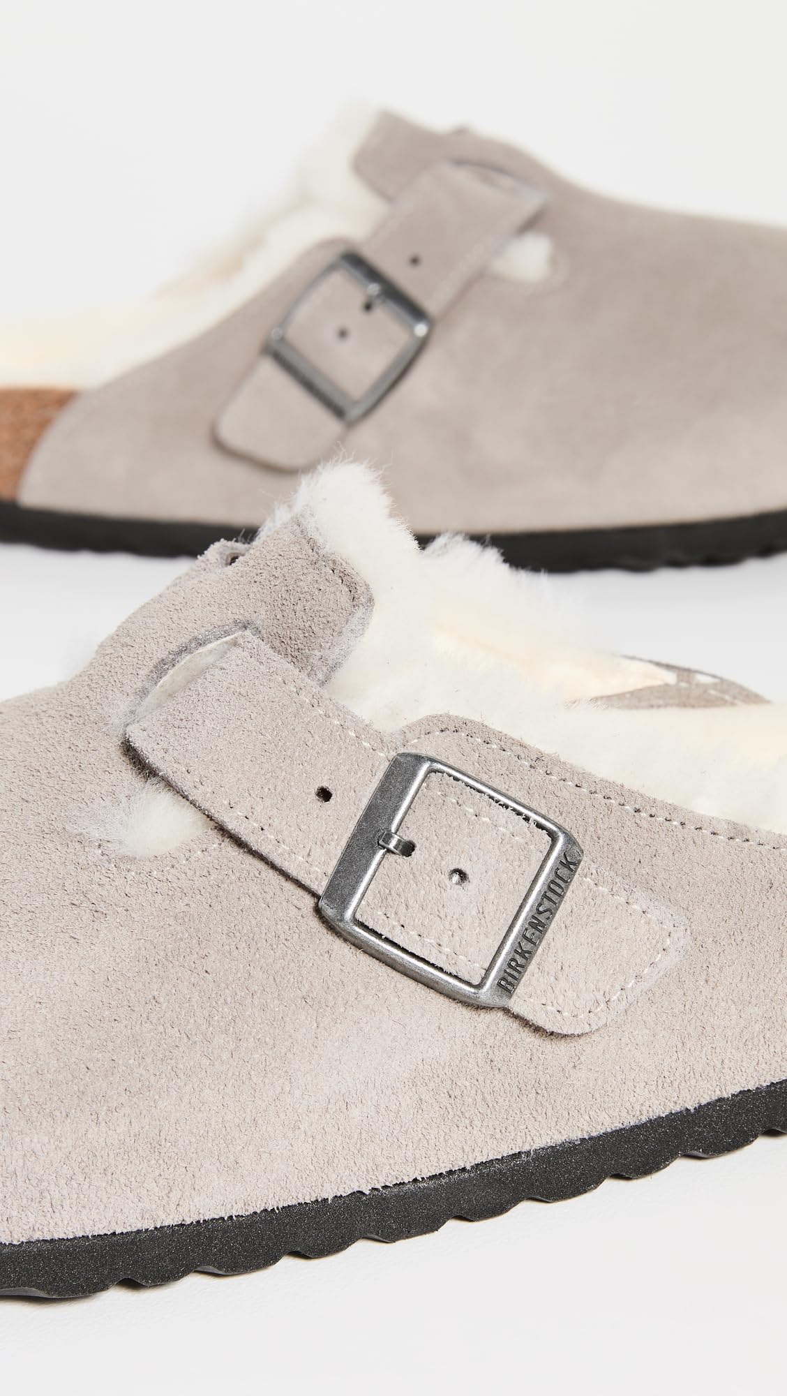 Birkenstock Men's Boston Shearling Sandals, Stone Coin/Natural, Grey, 10 Medium US
