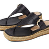 Stuart Weitzman Pearl Buckle Espadrille Sandal Black 6 M