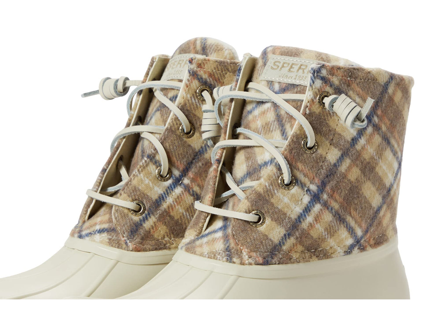 Sperry Women's Saltwater Wool Rain Boot, Ivory Plaid, 7