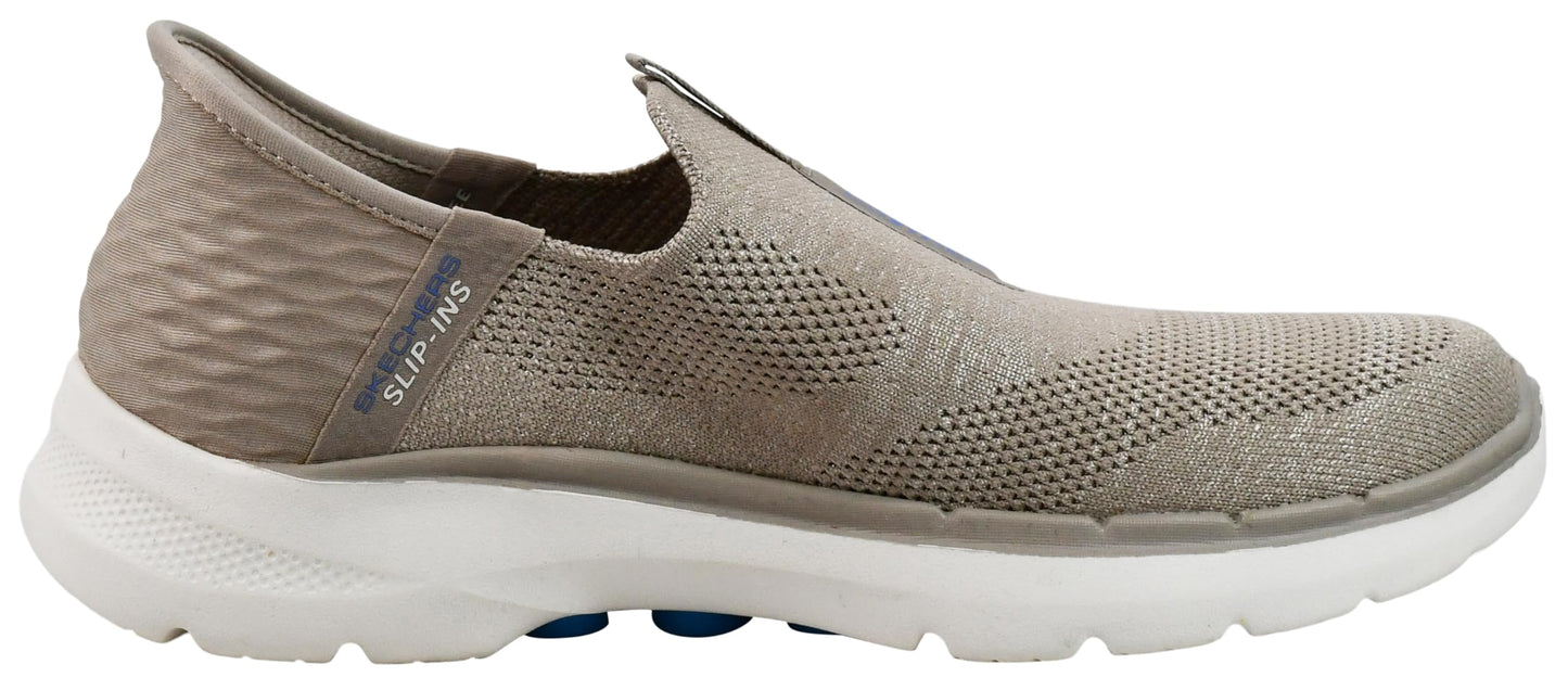 Skechers Women's Slip-Ins Go Walk 6-Fabulous View Sneaker, Taupe/Blue, 6.5