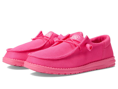 HEYDUDE Women's Wendy Funk Mono Wide, Electric Pink Size 9 | Lightweight Slip On with Cushioned Comfort and Easy On Design